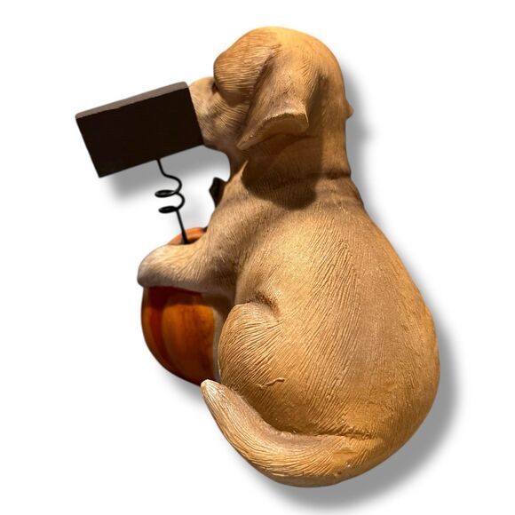 Yellow Lab Golden Retriever Puppy Pumpkin Figurine Fall Dog Lover Décor 4.5" - Picture 3 of 4